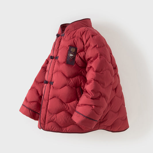 Dave&Bella Toddler Boys Winter Chinese-style Red Turtle Outdoor Cozy Down Coats