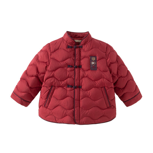 Dave&Bella Toddler Boys Winter Chinese-style Red Turtle Outdoor Cozy Down Coats