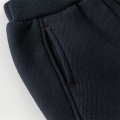Dave&Bella Toddler Boys Winter Navy Blue Plush-lined Warm Loose Drawstring Sweatpants