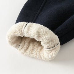 Dave&Bella Toddler Boys Winter Navy Blue Plush-lined Warm Loose Drawstring Sweatpants