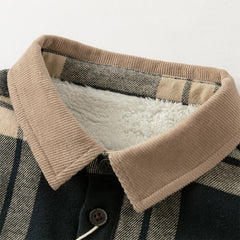 Dave&Bella Toddler Boys Winter Casual Plaid  Plush-lined College-style Shirt Tops