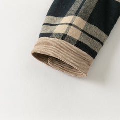 Dave&Bella Toddler Boys Winter Casual Plaid  Plush-lined College-style Shirt Tops