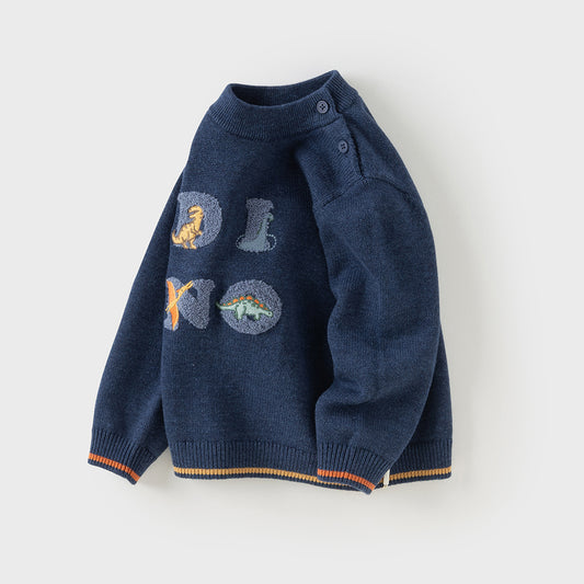 Dave&Bella Toddler Boys Winter Playful Blue Turtle Breathable Cotton  Sweaters Tops