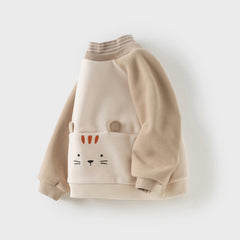 Dave&Bella Toddler Boys Winter Light Khaki Turtle Plush-lined Sweatshirts