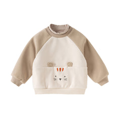 Dave&Bella Toddler Boys Winter Light Khaki Turtle Plush-lined Sweatshirts