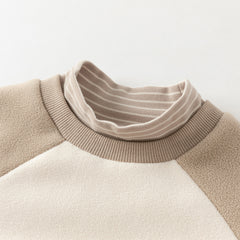 Dave&Bella Toddler Boys Winter Light Khaki Turtle Plush-lined Sweatshirts