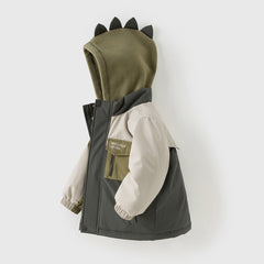 Dave&Bella Toddler Boys Cute Green Dinosaur-style Outdoor Hooded Padded Coats