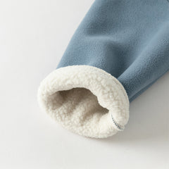 Dave&Bella Toddler Boys Autumn Sea Blue Outwear Antistatic Fleece Hooded Jacket