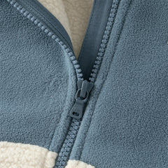 Dave&Bella Toddler Boys Autumn Sea Blue Outwear Antistatic Fleece Hooded Jacket