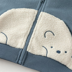 Dave&Bella Toddler Boys Autumn Sea Blue Outwear Antistatic Fleece Hooded Jacket