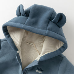 Dave&Bella Toddler Boys Autumn Sea Blue Outwear Antistatic Fleece Hooded Jacket