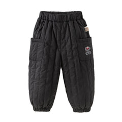 Dave&Bella Toddler Boys Carbon Black Comfortable Drawstring Padded Pants