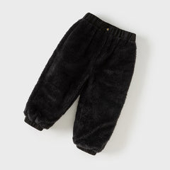 Dave&Bella Toddler Boys Winter Outdoor Cozy Plush-lined Drawstring Loose Pants