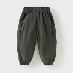 Dave&Bella Toddler Boys Winter Outdoor Cozy Plush-lined Drawstring Loose Pants