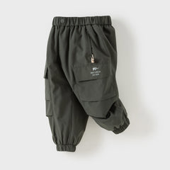 Dave&Bella Toddler Boys Winter Outdoor Cozy Plush-lined Drawstring Loose Pants