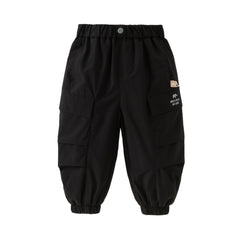 Dave&Bella Toddler Boys Winter Outdoor Cozy Plush-lined Drawstring Loose Pants