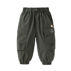 Dave&Bella Toddler Boys Winter Outdoor Cozy Plush-lined Drawstring Loose Pants