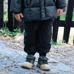 Dave&Bella Toddler Boys Winter Outdoor Cozy Plush-lined Drawstring Loose Pants