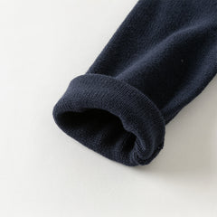 Dave&Bella Toddler Boys Navy Blue Round Collar Long-sleeved Versatile Sweaters Tops