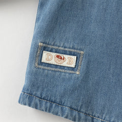 Dave&Bella Toddler Boys Winter Denim Blue Plush-lined Long Sleeve Shirts Tops