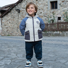 Dave&Bella Toddler Boys Winter Grey Outdoor Long-sleeved Hooded Cozy Down Coats