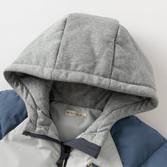 Dave&Bella Toddler Boys Winter Grey Outdoor Long-sleeved Hooded Cozy Down Coats