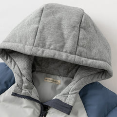 Dave&Bella Toddler Boys Winter Grey Outdoor Long-sleeved Hooded Cozy Down Coats