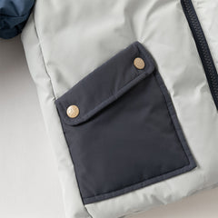 Dave&Bella Toddler Boys Winter Grey Outdoor Long-sleeved Hooded Cozy Down Coats