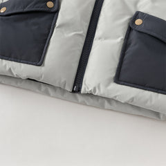 Dave&Bella Toddler Boys Winter Grey Outdoor Long-sleeved Hooded Cozy Down Coats