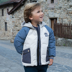 Dave&Bella Toddler Boys Winter Grey Outdoor Long-sleeved Hooded Cozy Down Coats