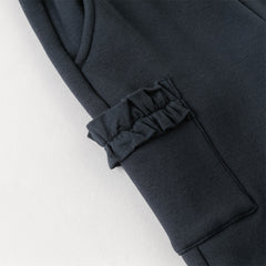 Dave&Bella Toddler Girls Casual Navy Blue Straight-leg Plush-lined Pants