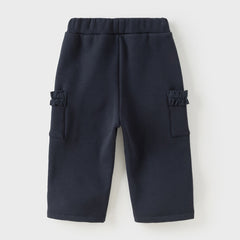 Dave&Bella Toddler Girls Casual Navy Blue Straight-leg Plush-lined Pants