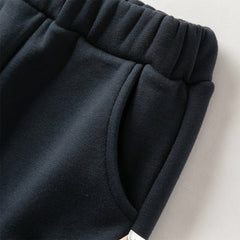 Dave&Bella Toddler Girls Casual Navy Blue Straight-leg Plush-lined Pants