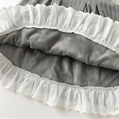 Dave&Bella Toddler Girls Autumn Cute Grey Striped Sleeveless A-line Dress(wallet bag)