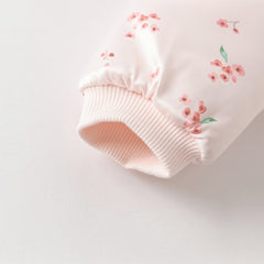 Dave&Bella Baby Girls Pink Plum Blossom Print Plush Turtle Cozy Padded Rompers