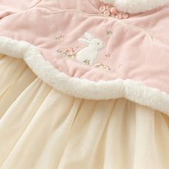 Dave&Bella Toddler Girls Elegant Pink Chinese-style Padded A-line Mesh Dress