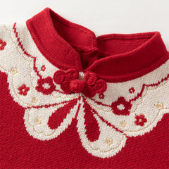 Dave&Bella Kids Girls Winter Festival Red Princess Mesh Skirt Suits Sets