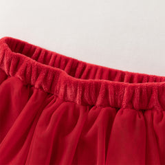 Dave&Bella Kids Girls Winter Festival Red Princess Mesh Skirt Suits Sets