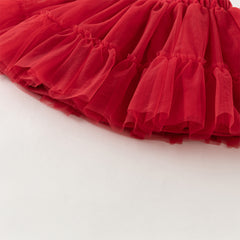 Dave&Bella Kids Girls Winter Festival Red Princess Mesh Skirt Suits Sets