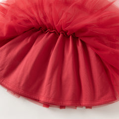 Dave&Bella Kids Girls Winter Festival Red Princess Mesh Skirt Suits Sets
