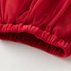 Dave&Bella Kids Girls Winter Festival Red Princess Mesh Skirt Suits Sets