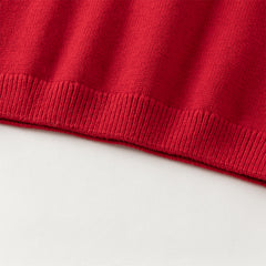 Dave&Bella Kids Girls Festival Red Doll Collar Long-sleeved Pullover Sweaters Tops