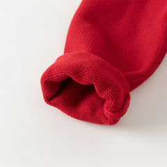 Dave&Bella Kids Girls Festival Red Doll Collar Long-sleeved Pullover Sweaters Tops