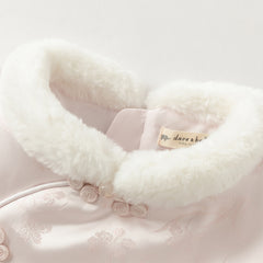 Dave&Bella Toddler Girls Chinese-style Light Pink Turtle Sleeveless Warm Padded Vests Tops