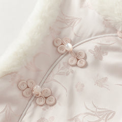 Dave&Bella Toddler Girls Chinese-style Light Pink Turtle Sleeveless Warm Padded Vests Tops