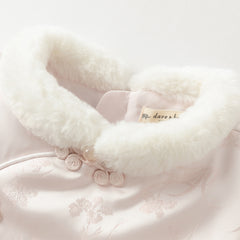 Dave&Bella Toddler Girls Chinese-style Light Pink Turtle Sleeveless Warm Padded Vests Tops