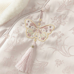 Dave&Bella Toddler Girls Light Pink Chinese-style Plush Turtle Warm Padded Party Dress