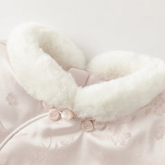 Dave&Bella Toddler Girls Light Pink Chinese-style Plush Turtle Warm Padded Party Dress