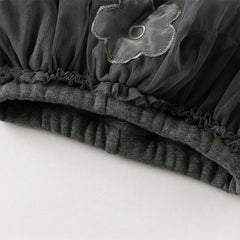 Dave&Bella Toddler Girls Winter Elegant White/Dark Grey Mesh Skirt-style Leggings Pants