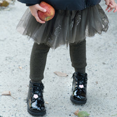 Dave&Bella Toddler Girls Winter Elegant White/Dark Grey Mesh Skirt-style Leggings Pants